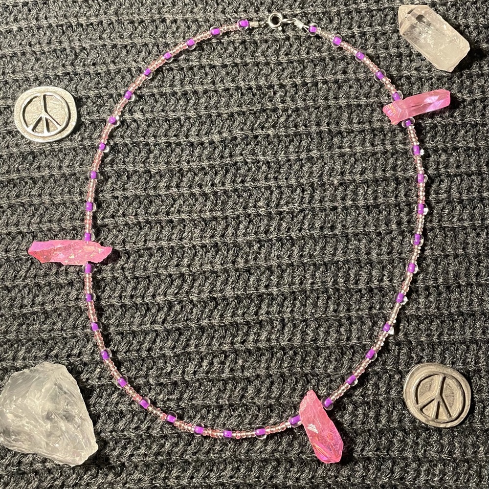 New Pink Crystal Choker Necklace